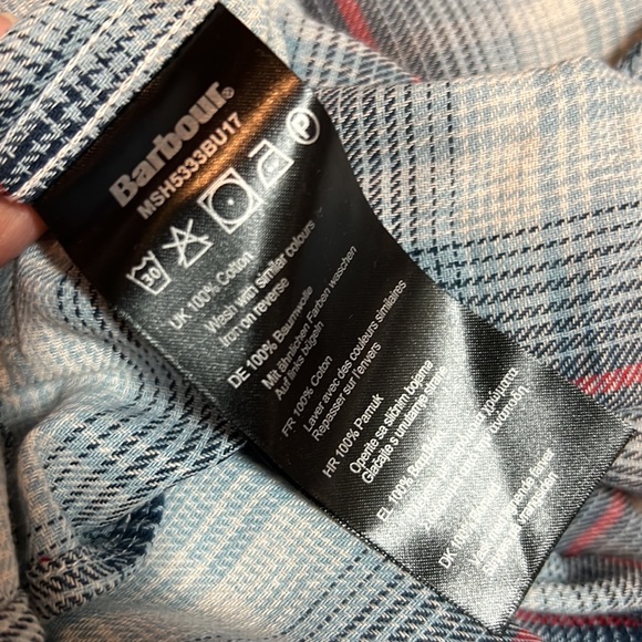 BARBOUR Kickstart Long Sleeve Plaid Pale Sky Shirt - Picture 11 of 11